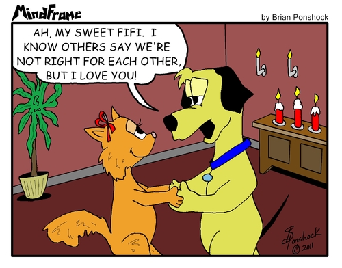 Cartoon: MINDFRAME (medium) by Brian Ponshock tagged dog,cat,love