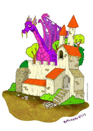 Cartoon: dragon castle (medium) by kahramankilic tagged kahraman,kilic