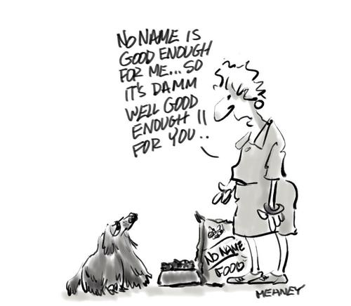 Cartoon: Brand Names (medium) by John Meaney tagged dog,woman,food