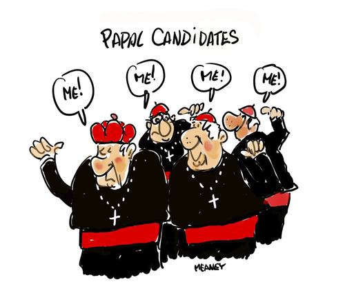 Cartoon: Papal Conclave (medium) by John Meaney tagged rome,pope,cardinal,selection