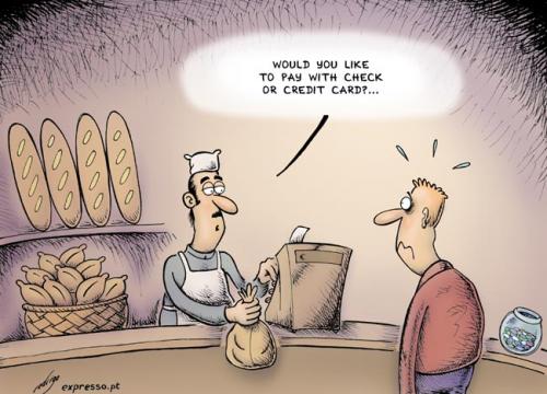 Cartoon: Bread prices go up (medium) by rodrigo tagged bread,food,price,rise,inflation,euro,dollar,cereal,ethanol,fuel,economy