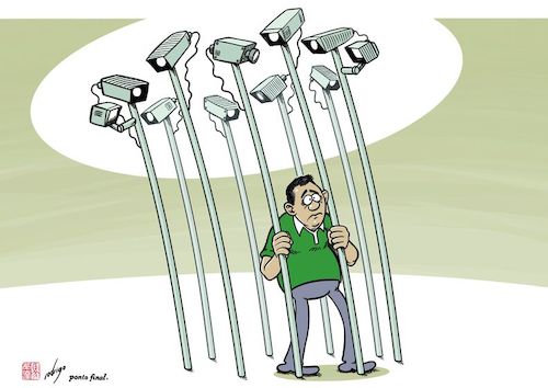 Cartoon: Deprivacy (medium) by rodrigo tagged video,surveillance,privacy,security,cameras,cctv,crime,police,human,rights,society,education