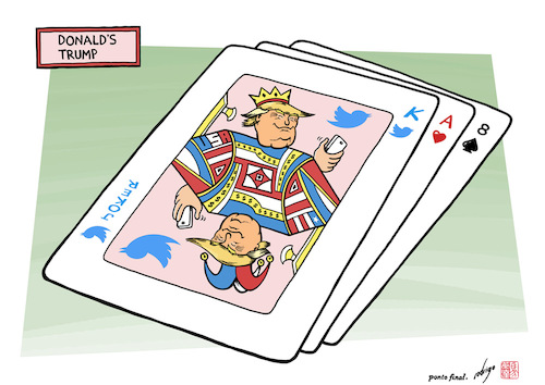 Cartoon: Donalds trump (medium) by rodrigo tagged donald,trump,usa,us,united,states,card,game,international,politics,twitter