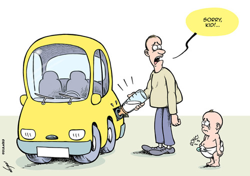 Cartoon: Feeding the car (medium) by rodrigo tagged fuel,price,oil,cost,gas,energy,crisis,car,transport,europe,tax,diesel,rise,usa