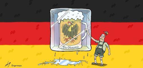 Cartoon: Freezing economy (medium) by rodrigo tagged germany,economy,recession,europe,usa,china,trade,war