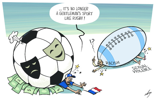 Cartoon: French rugbullies (medium) by rodrigo tagged france,rugby,national,team,sexualviolence,racism,international,sport,police,argentina,hugoauradou,oscarjegou,sexual,assault,woman,rape,melvynjaminet,racist,comments,socialmedia,france,rugby,national,team,sexualviolence,racism,international,sport,police,argentina,hugoauradou,oscarjegou,sexual,assault,woman,rape,melvynjaminet,racist,comments,socialmedia