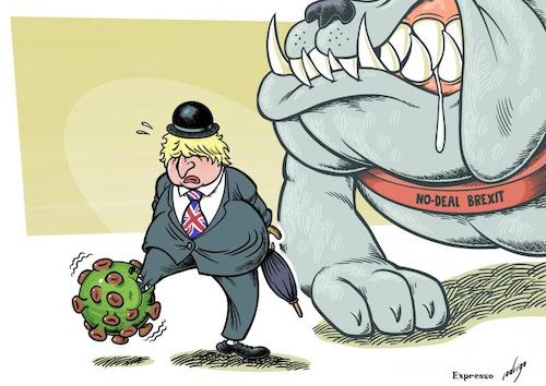 Cartoon: Harder than Covid? (medium) by rodrigo tagged brexit,uk,boris,johnson,london,covid19,economy,crisis,pandemic,coronavirus,eu,europe,politics,bank,of,england