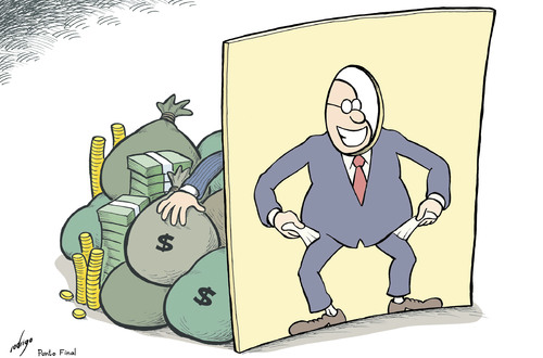 Cartoon: Illicit enrichment (medium) by rodrigo tagged illicit,enrichment,bank,offshore,corruption,crime,financial,taxes,fraud