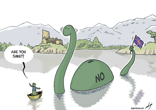 Cartoon: Loch Nope Monster (medium) by rodrigo tagged scotland,uk,referendum,independence,eu,europe,no