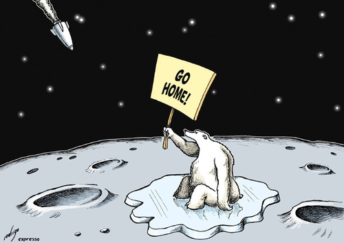 Cartoon: NASA finds ice on the moon (medium) by rodrigo tagged nasa,ice,moon,water,global,warming,earth,nature