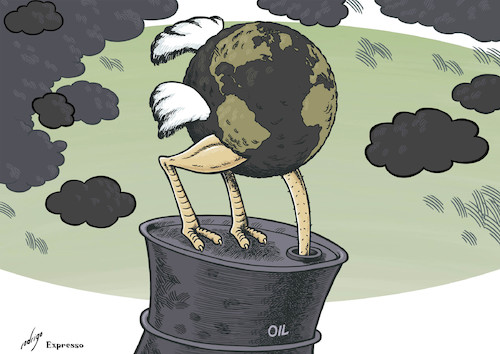 Cartoon: Stubboilness (medium) by rodrigo tagged oil,energy,fuel,gas,pollution,environment,earth,economy,middle,east