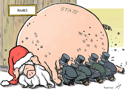 Cartoon: Piggy bailouts (medium) by rodrigo tagged banks,european,union,italy,portugal,spain,eu,bailout,rescue,state