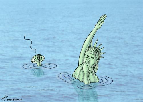 Cartoon: Sea level rising (medium) by rodrigo tagged sea,level,ocean,new,york,usa,us,united,states,environment,global,warming,ecology,earth,planet