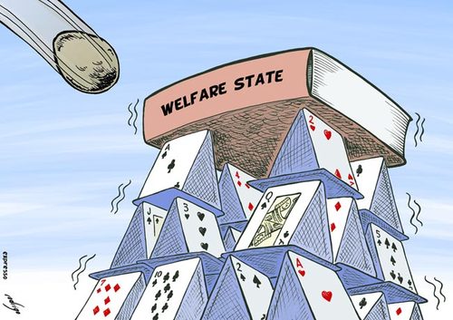 Cartoon: Social state in danger (medium) by rodrigo tagged social,welfare,state,pension,work,socialism,liberal