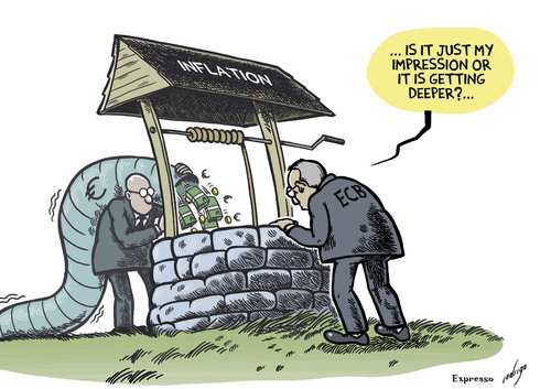 Cartoon: The bottomless well of inflation (medium) by rodrigo tagged europe,eu,inflation,economy,ecb,euro