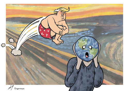 Cartoon: The Post-electoral Scream (medium) by rodrigo tagged donald,trump,elections,presidential,usa,us,unites,states,america,president,international,relations,diplomacy