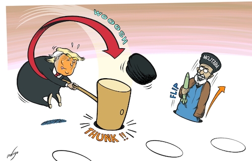 Cartoon: Whack-a-tollah (medium) by rodrigo tagged iran,usa,supremeleader,mojtabakhamenei,ayatollah,alikhamenei,israel,attacks,assassination,uspresident,donaldtrump,trump,international,politics,war,terrorism,conflict,military,middleeast,religion,islam,iran,usa,supremeleader,mojtabakhamenei,ayatollah,alikhamenei,israel,attacks,assassination,uspresident,donaldtrump,trump,international,politics,war,terrorism,conflict,military,middleeast,religion,islam