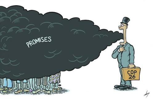 Cartoon: Word emissions (medium) by rodrigo tagged cop26,climate,agreement,deal,glasgow,world,global,crisis,warming,international,politics,society,environment,ecology,earth,summit,economy,science