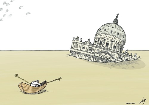 Cartoon: Worshipwreck (medium) by rodrigo tagged pope,benedict,xvi,catholic,church,religion,vatican