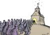 Cartoon: Business faith (small) by rodrigo tagged crisis money europe eu economy euro financial companies bankers broken automakers businessmen church religion
