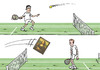 Cartoon: Federer plays artennis (small) by rodrigo tagged roger federer wimbledon tennis sport andy murray grand slam