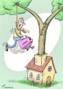 Cartoon: House paying struggle (small) by rodrigo tagged euribor credit loan housing bank eu europe crisis money economy society