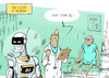 Cartoon: iDoc (small) by rodrigo tagged health,medicine,technology,ai,artificialintelligence,robots,pharmaceuticals,technologies,machinelearning,chatgpt,language,development,research,computer,science,medicines,drugs,treatment,doctors,patients,cancer,disease