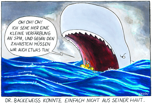 Cartoon: Auf See (medium) by Yavou tagged zahnarzt,zähne,zan,wal,tier,tiere,wasser,meer,meerestiere,backe,zahnstein,gesundheit,gebiss