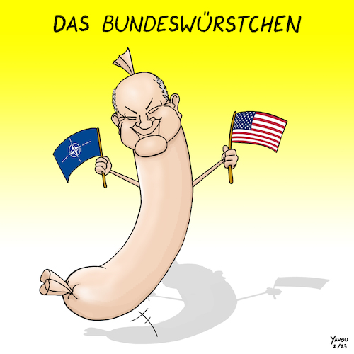 Cartoon: Das Bundeswürstchen (medium) by Yavou tagged bundeskanzler,olaf,scholz,scholzomat,nato,usa,norwegen,norwaynordstream,biden,anschlag,terroranschlag,attack,terrorism,energie,energieversorgung,flüssiggas,fracking,klimawandel,terrorismus,staatsterrorismus,würstchen,sausage,ukraine,wurst,bundeskanzler,olaf,scholz,scholzomat,nordstream,biden,anschlag,terroranschlag,attack,terrorism,energie,energieversorgung,flüssiggas,fracking,klimawandel,terrorismus,staatsterrorismus,würstchen,sausage,ukraine,wurst