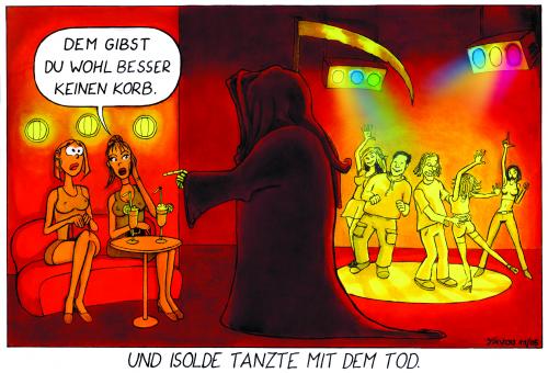 Cartoon: Disco (medium) by Yavou tagged disco,club,party,feier,feiern,tanzen,freizeit,tod,sterben,sensenmann,flirt,flirten,partnersuche,korb,abblitzen,liebe