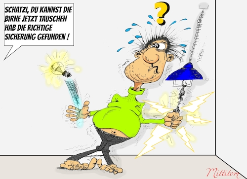 Cartoon: Elektrik (medium) by Mittitom tagged elektrik,elektriker,strom,glühbirne,stromschlag