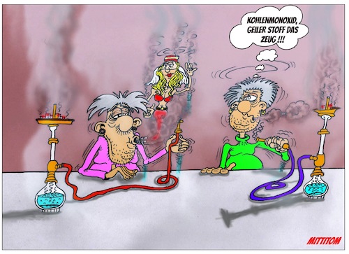 Cartoon: Gestern in der Shisha Bar (medium) by Mittitom tagged wasserpfeife,rauchen,rauch,shisha,bar
