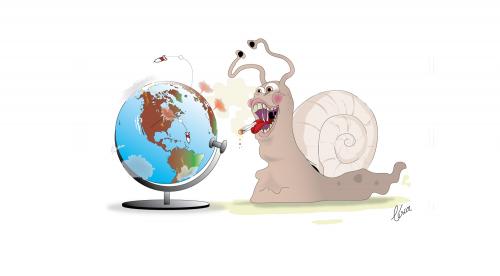 Cartoon: caracolinho risota (medium) by besereno tagged snail,caracol,planet,planeta
