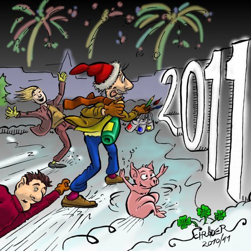 Cartoon: Happy New Year! (medium) by KritzelJo tagged silvester,2011