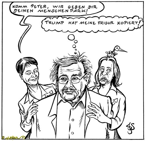 Cartoon: Peters feuchter Traum. (medium) by KritzelJo tagged afd,sloterdijk,petry,storch,von,beatrix
