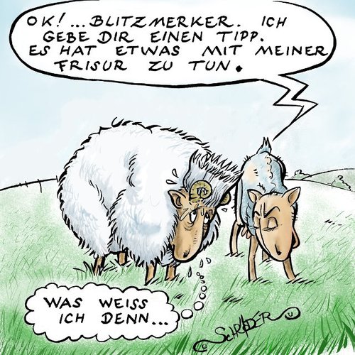 Cartoon: Schafe mit Frisur (medium) by KritzelJo tagged schafe,frisur,mann,frau