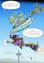 Cartoon: Lufttaxi (small) by KritzelJo tagged lufttaxi,aliens,hexe,rabe,katzen,fernseturm,wolke,verkehrsregeln,rechtsvorlinks,besen