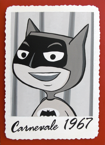 Cartoon: CARNEVALE 1967 (medium) by zellaby tagged photobooth,mask,masked,batman,kids,bw