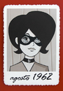 Cartoon: AGOSTO 1962 (small) by zellaby tagged dama,dei,veleni,photobooth,mask,masked,girl,bw