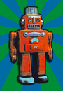 Cartoon: RED TIN ROBOT (small) by zellaby tagged tin robot zellaby collage toy