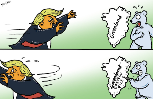 Cartoon: Problem and solution (medium) by cartoonistzach tagged trump,greenland,usa,trump,greenland,usa