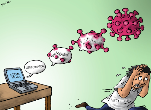 Cartoon: MISINFOVID-19 (medium) by cartoonistzach tagged coronavirus,covid19,sarscov2,fakenews,misinformation,pandemic,socialmedia,coronavirus,covid19,sarscov2,fakenews,misinformation,pandemic,socialmedia