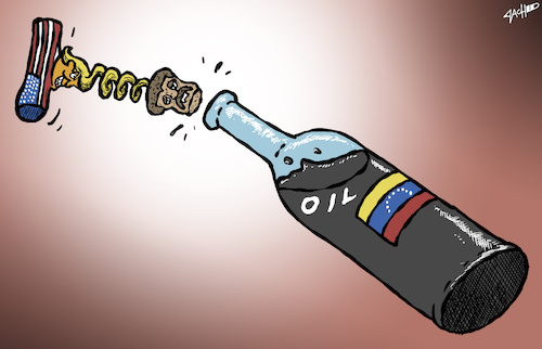 Cartoon: This is screwed. (medium) by cartoonistzach tagged venezuela,us,oil,imperialism,venezuela,us,oil,imperialism