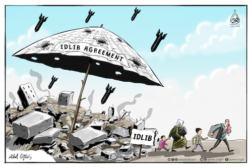 Cartoon: IDLIB AGREEMENT ! (medium) by Mikail Ciftci tagged dlib,syria,war,russia,refugee