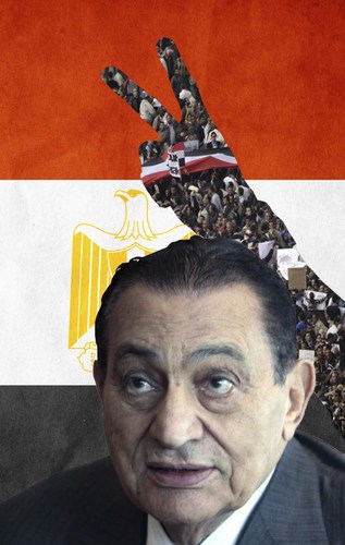 Cartoon: revolution in Egypt (medium) by tanerbey tagged revolution,egypt,hosni,mobarak