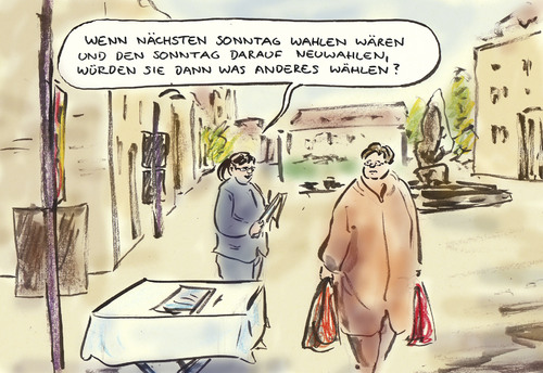 Cartoon: Neuwahlen abzusehen (medium) by Bernd Zeller tagged wahlen,bundestagswahl,demoskopie,neuwahlen