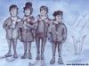 Cartoon: Musik - The Beatles1964 - 1993 (small) by Portraits-Karikaturen tagged die beatles 1964 bei den dreharbeiten zu ihrem film helpjohn lasseter