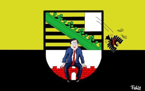 Cartoon: CDU vorne (medium) by Fish tagged sachsen,anhalt,wahl,afd,cdu,laschet,höcke,grüne,bundestagswahl,landtagswahl,landtag