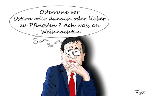 Cartoon: Laschet denkt (medium) by Fish tagged armin,laschet,cdu,corona,krise,vorgehen,lockdown,lockerungen,öffnungen,nrw,ministerpräsident,merkel,angela