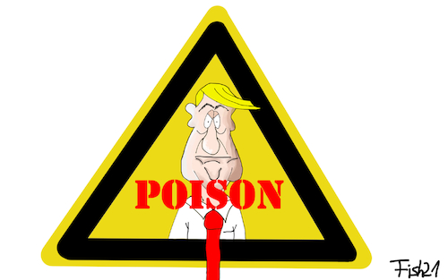 Cartoon: Poison (medium) by Fish tagged trump,usa,president,verlierer,wahl,deutsche,gift,poison,achtung,warnschild,bank,partner,geschäftspartner
